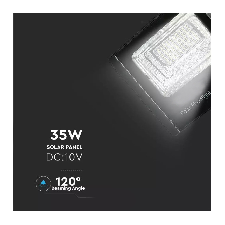 LED Stmievateľný solárny reflektor LED/35W/10V 6000K IP65 + diaľkové ovládanie