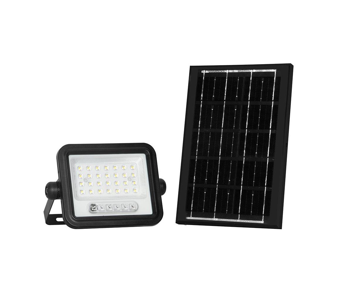 LED stmievateľný solárny reflektor LED/50W/3,2V IP65 3800 mAh čierny + diaľkové ovládanie 24082