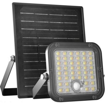 LED stmievateľný solárny reflektor s pohybovým senzorom LED/10W/3,7V 3000/4000K IP65 3600 mAh + diaľkové ovládanie