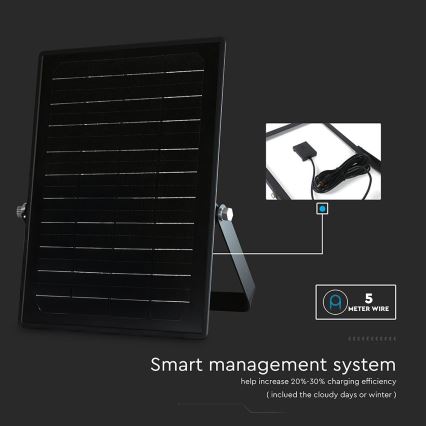 LED Stmievateľný solárny reflektor so senzorom LED/10W/3,7V 4000/6000K IP65 3600 mAh + diaľkové ovládanie