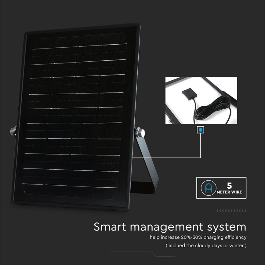 LED Stmievateľný solárny reflektor so senzorom LED/10W/3,7V 4000/6000K IP65 3600 mAh + diaľkové ovládanie