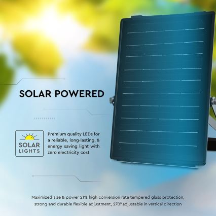 LED Stmievateľný solárny reflektor so senzorom LED/10W/3,7V 4000/6000K IP65 3600 mAh + diaľkové ovládanie