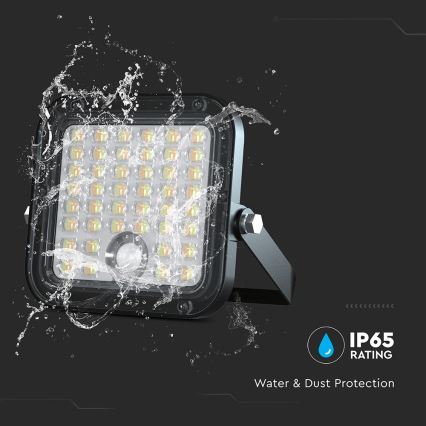 LED Stmievateľný solárny reflektor so senzorom LED/10W/3,7V 4000/6000K IP65 3600 mAh + diaľkové ovládanie
