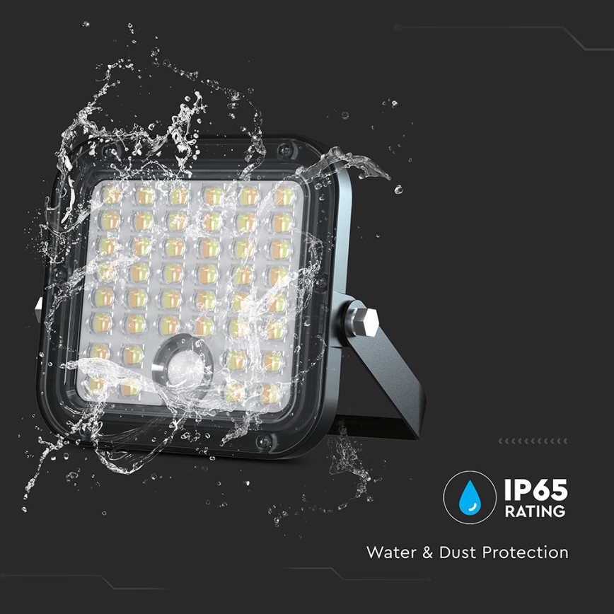 LED Stmievateľný solárny reflektor so senzorom LED/10W/3,7V 4000/6000K IP65 3600 mAh + diaľkové ovládanie