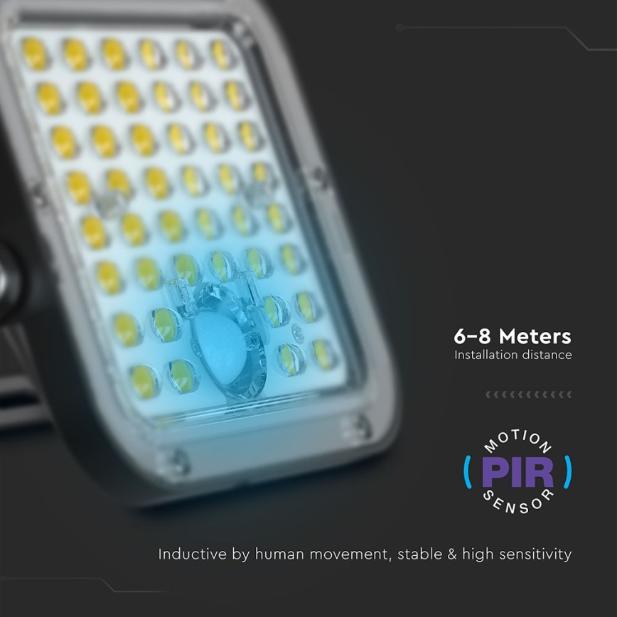 LED Stmievateľný solárny reflektor so senzorom LED/10W/3,7V 4000/6000K IP65 3600 mAh + diaľkové ovládanie