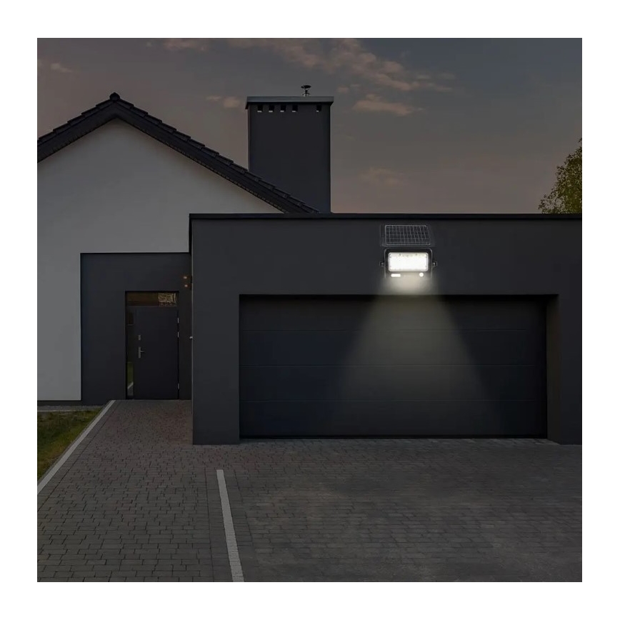 LED Stmievateľný solárny reflektor so senzorom LED/10W/3,7V 4000K IP65 + USB port
