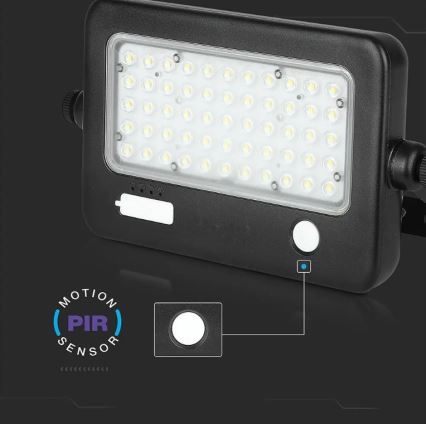 LED Stmievateľný solárny reflektor so senzorom LED/10W/3,7V 4000K IP65 + USB port