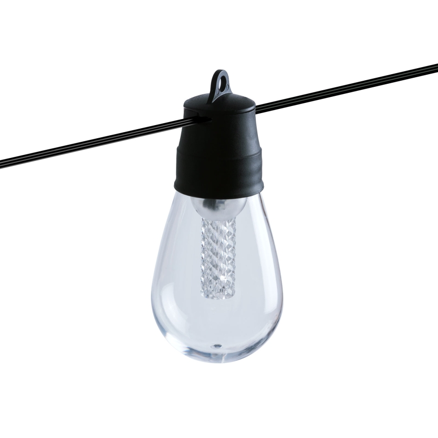 LED stmievateľná solárna reťaz 25xLED/1,5W/3,7/5V 2700-10000K 2200 mAh 15 m IP65 čierna + diaľkové ovládanie