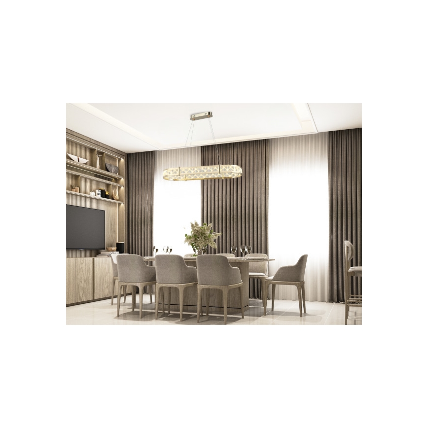 LED stmievateľný krištáľový luster na lanku ENRIQUE LED/50W//230V 3000-6000K + diaľkové ovládanie