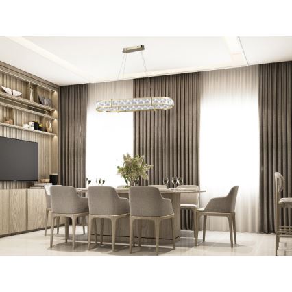LED stmievateľný krištáľový luster na lanku ENRIQUE LED/50W//230V 3000-6000K + diaľkové ovládanie