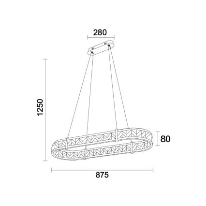 LED stmievateľný krištáľový luster na lanku ENRIQUE LED/50W//230V 3000-6000K + diaľkové ovládanie