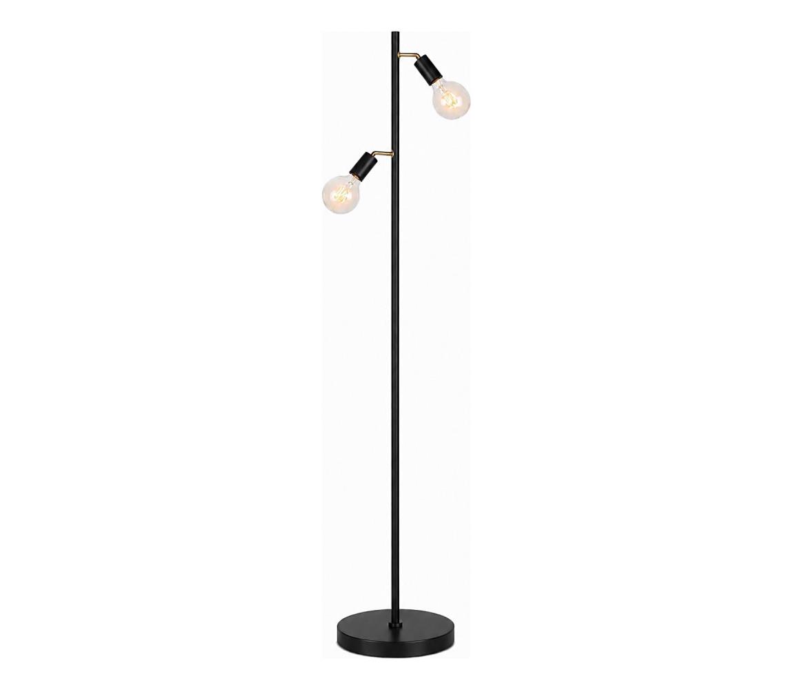 LED stojacia lampa 2xE27/7W/230V 2000K čierna/zlatá 9A21982