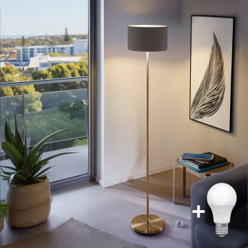 LED stojacia lampa TUNJA 1xE27/20W/230V pr. 30 cm zlatá/hnedá