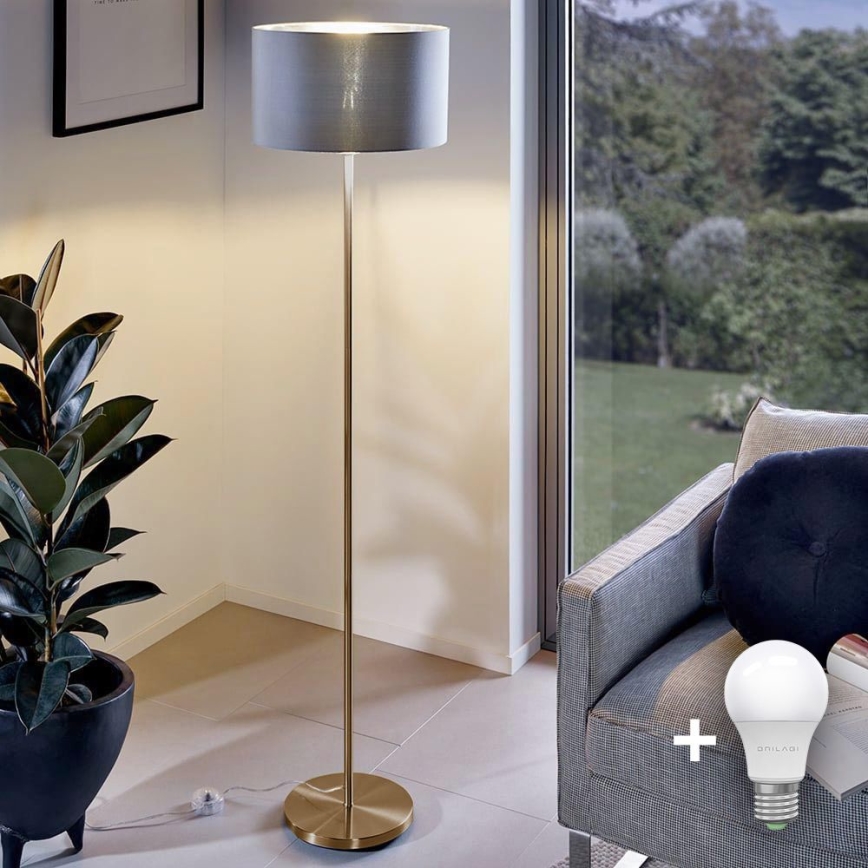 LED stojacia lampa TUNJA 1xE27/20W/230V pr. 30 cm zlatá/šedá