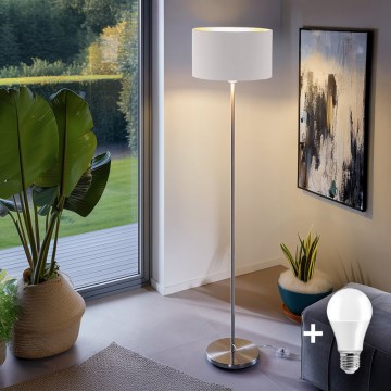 LED stojacia lampa TUNJA 1xE27/20W/230V pr. 38 cm matný chróm/biela