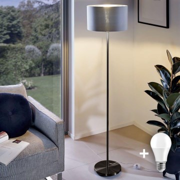 LED stojacia lampa TUNJA 1xE27/20W/230V Ø 38 cm čierna/šedá
