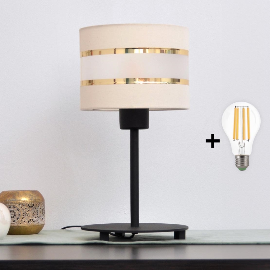 LED Stolná lampa HELEN 1xE27/15W/230V krémová/čierna/zlatá