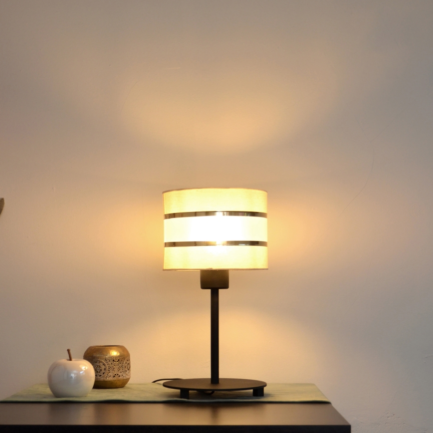 LED Stolná lampa HELEN 1xE27/15W/230V krémová/čierna/zlatá