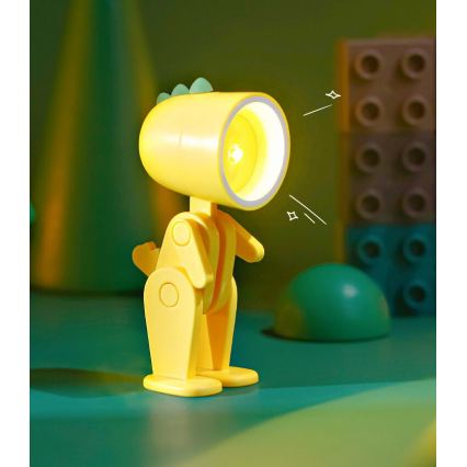 LED stolná lampa LED/0,06W/3xLR41 dinosaurus žltá