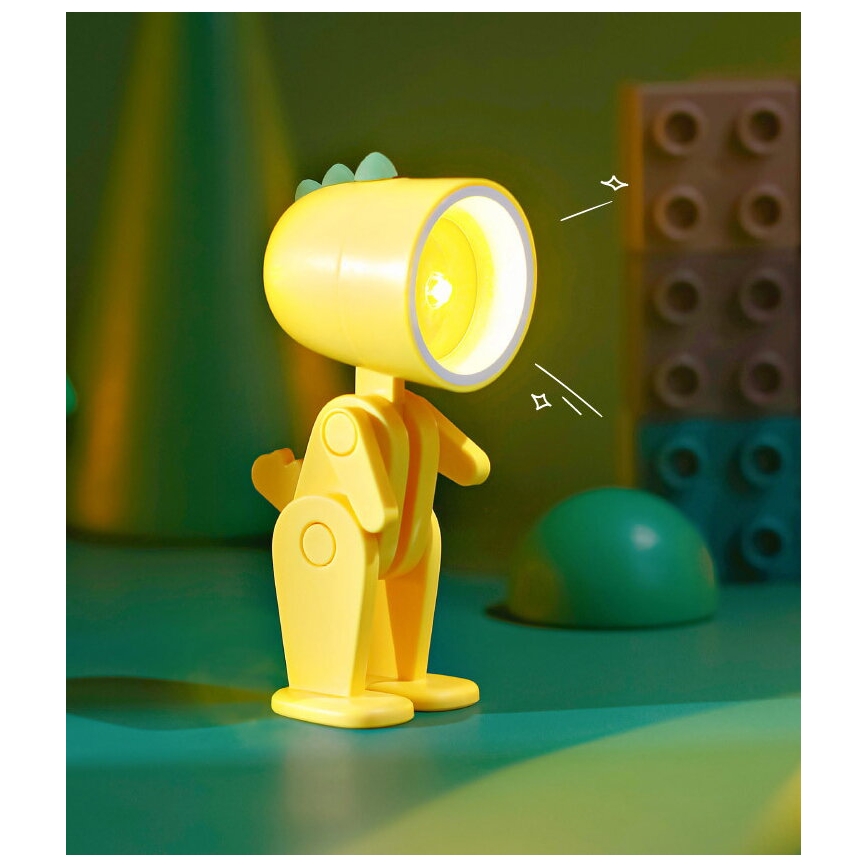 LED stolná lampa LED/0,06W/3xLR41 dinosaurus žltá