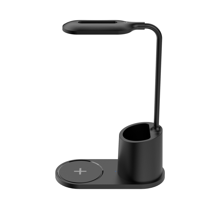 LED Stolná lampa LED/3W/5V s bezdrôtovým nabíjaním čierna