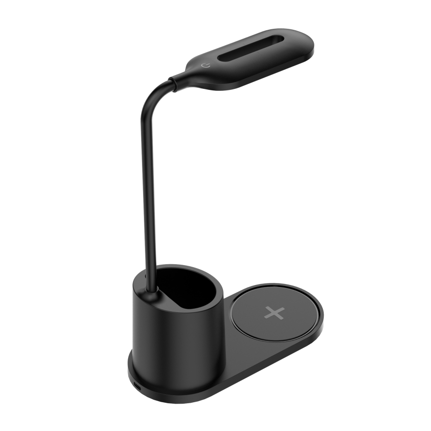 LED Stolná lampa LED/3W/5V s bezdrôtovým nabíjaním čierna