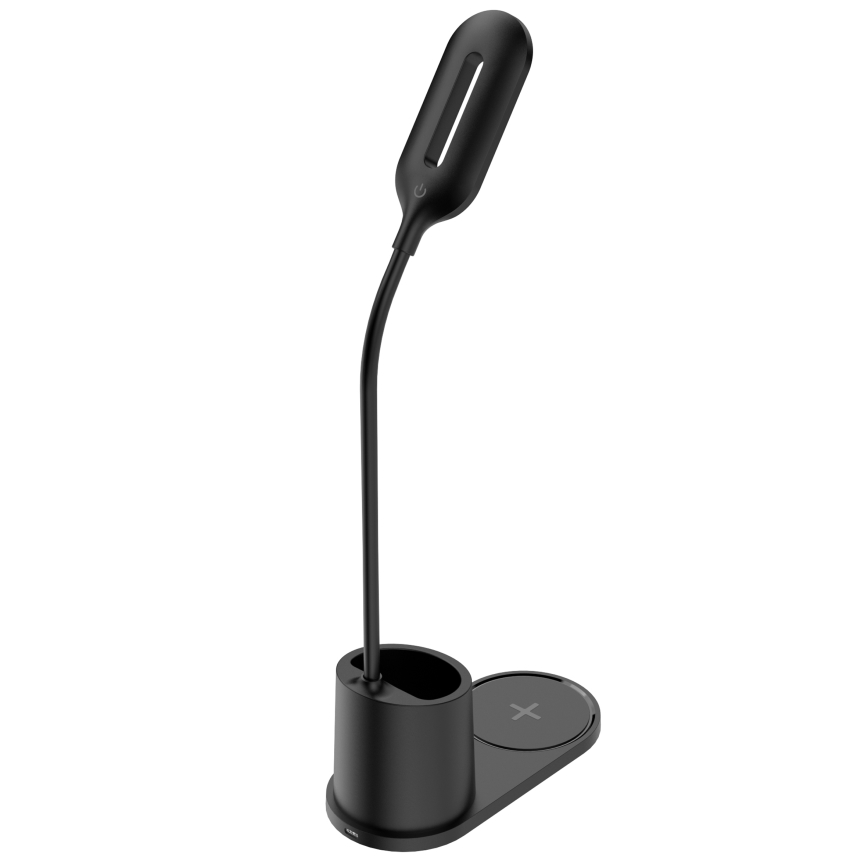 LED Stolná lampa LED/3W/5V s bezdrôtovým nabíjaním čierna