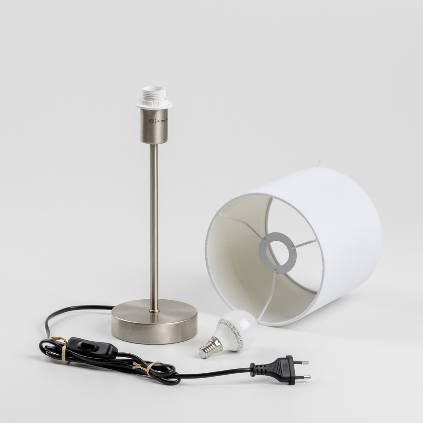 LED stolová lampa 1xE14/5W/230V biela/matný chróm