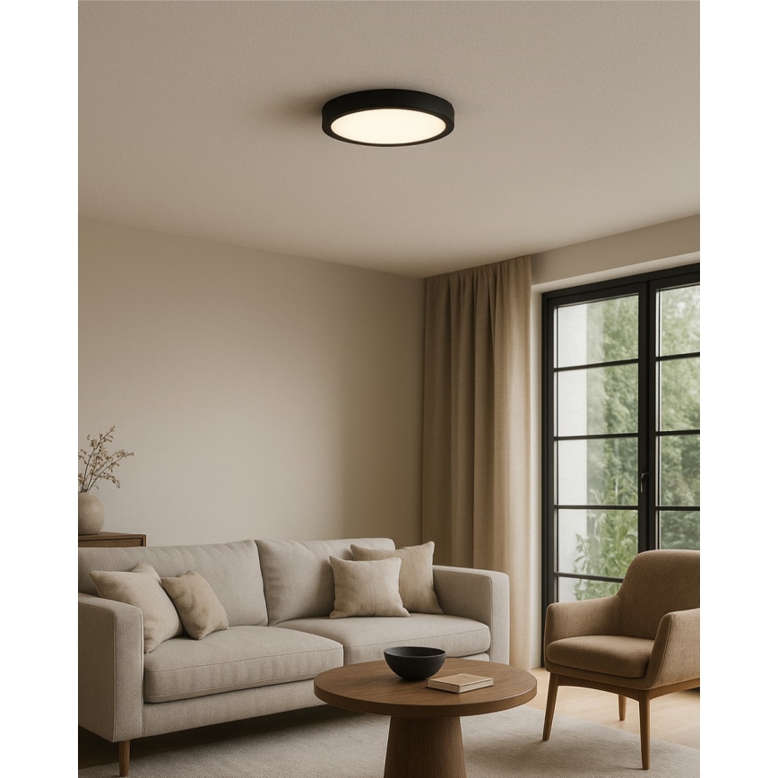 LED stropné svietidlo, 18 W, 230 V, 3000/4000/6500 K, priemer 23 cm, čierne