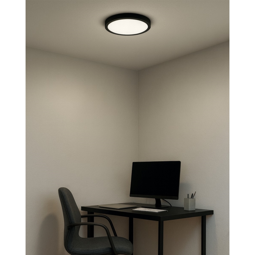 LED stropné svietidlo, 18 W, 230 V, 3000/4000/6500 K, priemer 23 cm, čierne