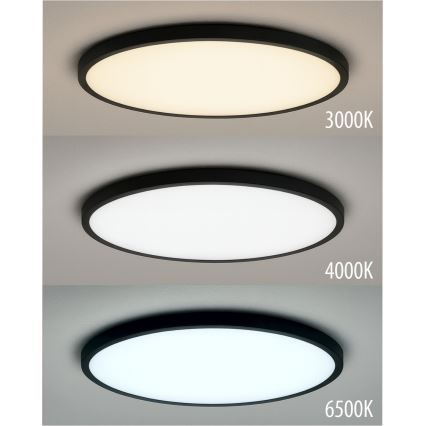 LED stropné svietidlo, 18 W, 230 V, 3000/4000/6500 K, priemer 23 cm, čierne