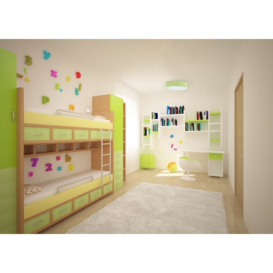 LED Detské stropné svietidlo GALAXY KIDS LED/24W/230V bodky zelená/biela