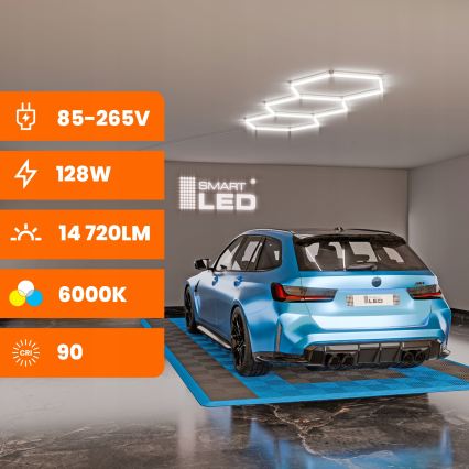 LED stropné svietidlo HEXAGON LED/128W/85-265V 6000K 248x97 cm CRI 90 IP54 biela