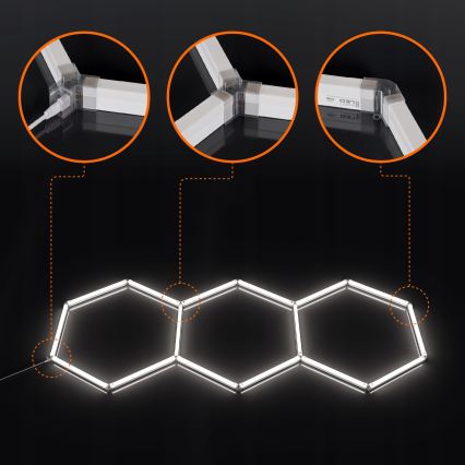 LED stropné svietidlo HEXAGON LED/128W/85-265V 6000K 248x97 cm CRI 90 IP54 biela
