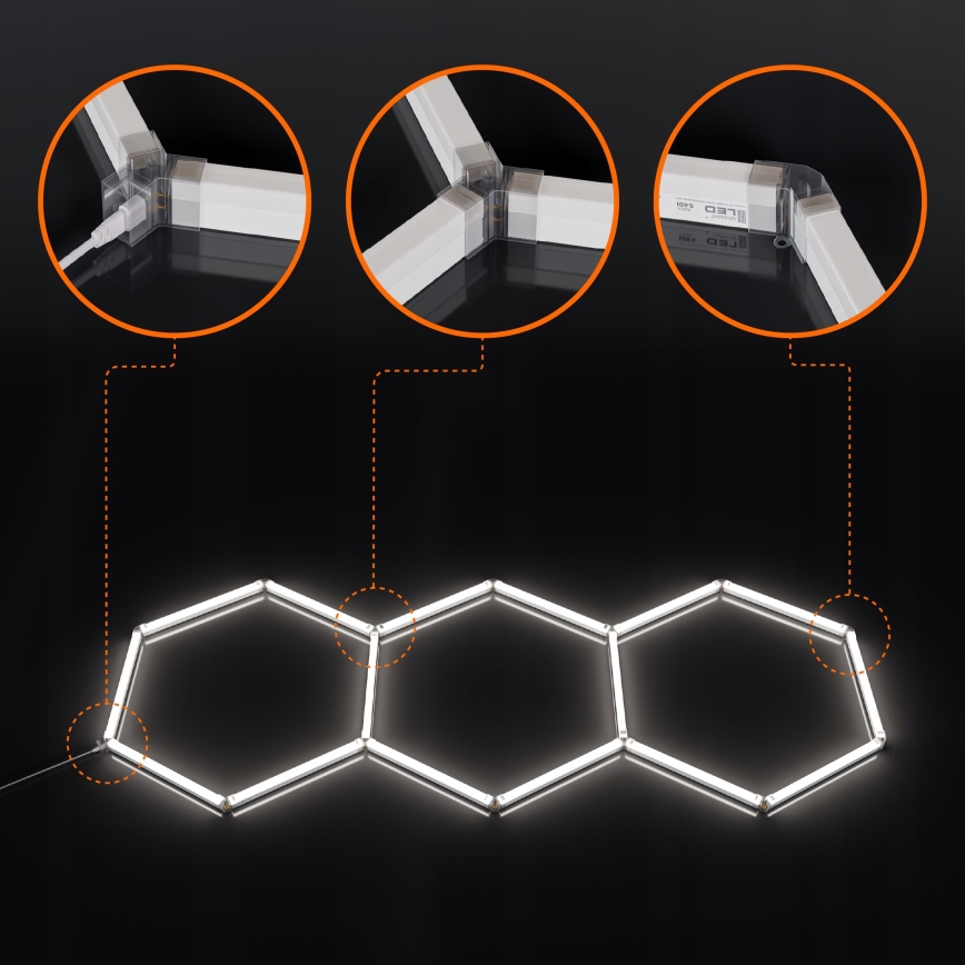 LED stropné svietidlo HEXAGON LED/128W/85-265V 6000K 248x97 cm CRI 90 IP54 biela