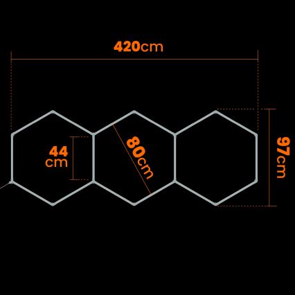 LED stropné svietidlo HEXAGON LED/128W/85-265V 6000K 248x97 cm CRI 90 IP54 biela