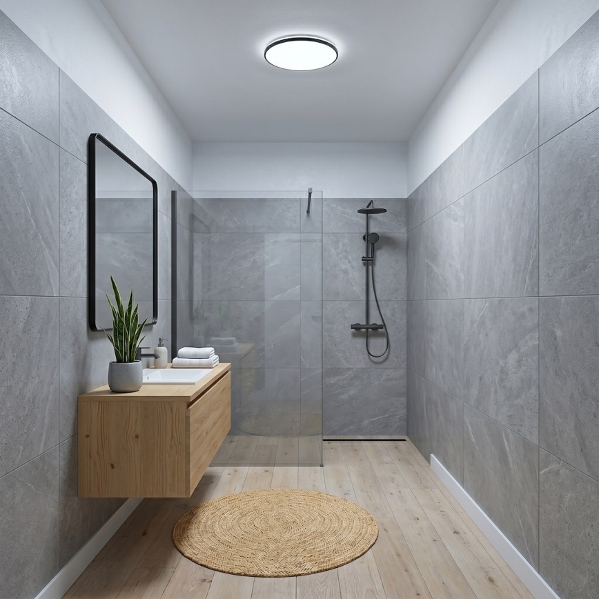 LED stropné svietidlo HUGO LED/12/18/24W/230V 3000/4000/6500K pr. 30 cm IP54 čierne