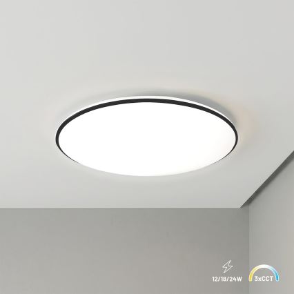 LED stropné svietidlo HUGO LED/12/18/24W/230V 3000/4000/6500K pr. 30 cm IP54 čierne