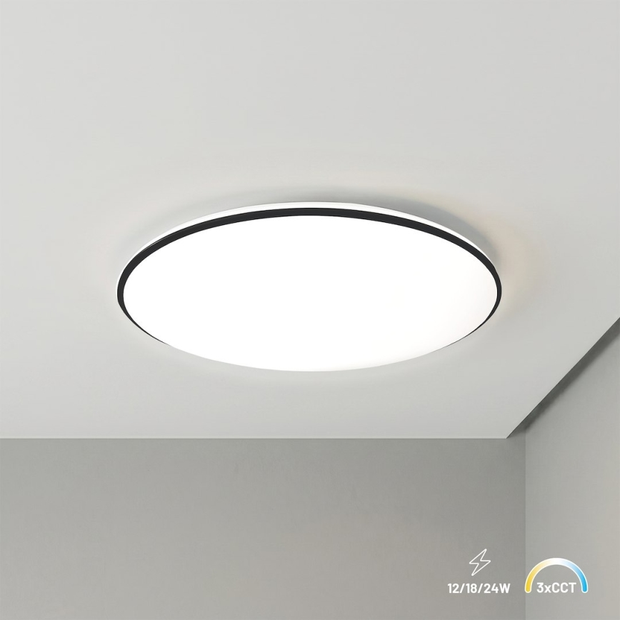 LED stropné svietidlo HUGO LED/12/18/24W/230V 3000/4000/6500K pr. 30 cm IP54 čierne