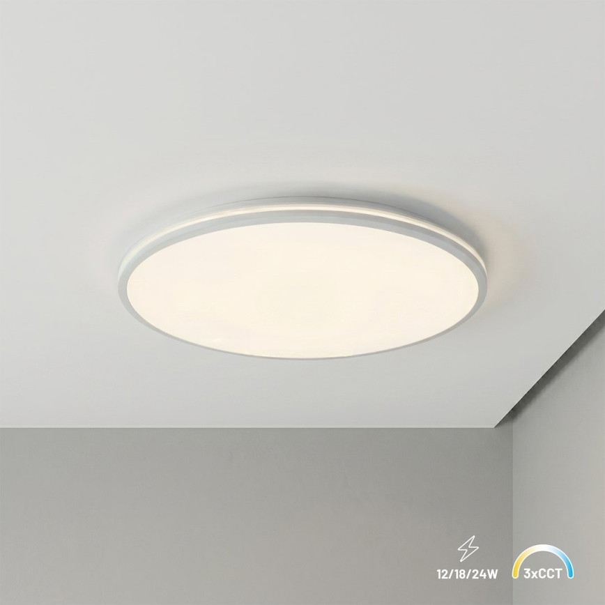LED stropné svietidlo HUGO LED/12/18/24W/230V 3000/4000/6500K priemer 30 cm IP54 biela