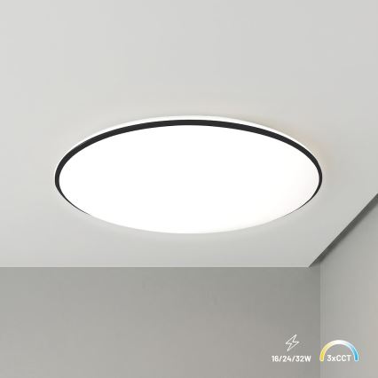 LED stropné svietidlo HUGO LED/16/24/32W/230V 3000/4000/6500K priemer 37 cm IP54 čierne