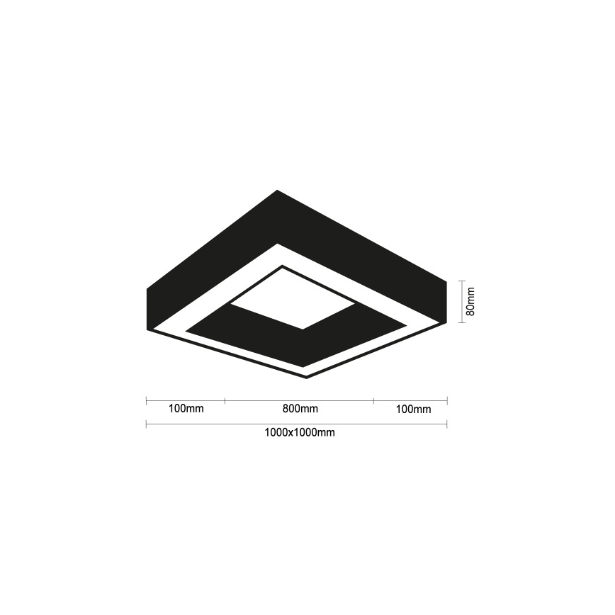 LED stropné svietidlo LED/130W/230V 3000/4000/6500K 100x100 cm čierne