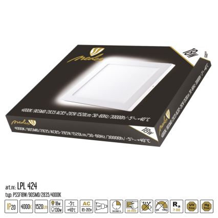 LED Stropné svietidlo LED/18W/230V 4000K 22,5x22,5 cm