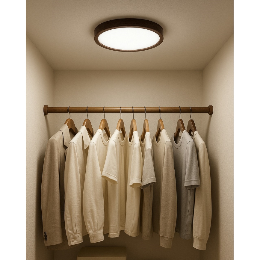 LED stropné svietidlo LED/18W/230V s prepínateľnou teplotou svetla 3000/4000/6500K, priemer 23 cm, hnedé