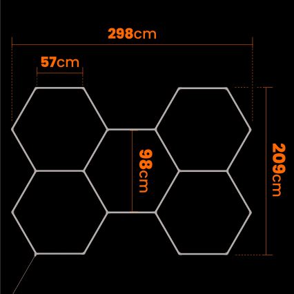 LED stropné svietidlo HEXAGON LED/192W/85-265V 6500K 298x209 cm CRI 90 IP54 biela