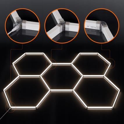 LED Stropné svietidlo HEXAGON LED/240W/85-265V 4000K 298x209 cm CRI 90 IP54 biela