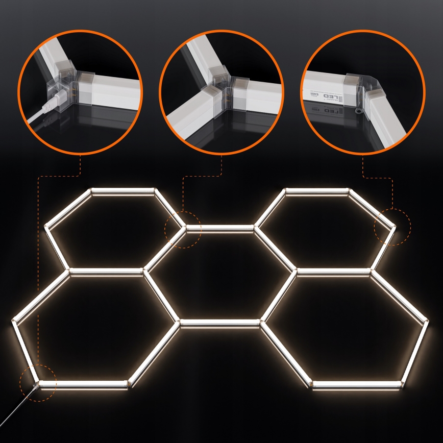LED Stropné svietidlo HEXAGON LED/240W/85-265V 4000K 298x209 cm CRI 90 IP54 biela