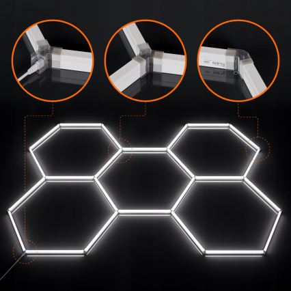 LED Stropné svietidlo HEXAGON LED/240W/85-265V 6500K 298x209 cm CRI 90 IP44 biela