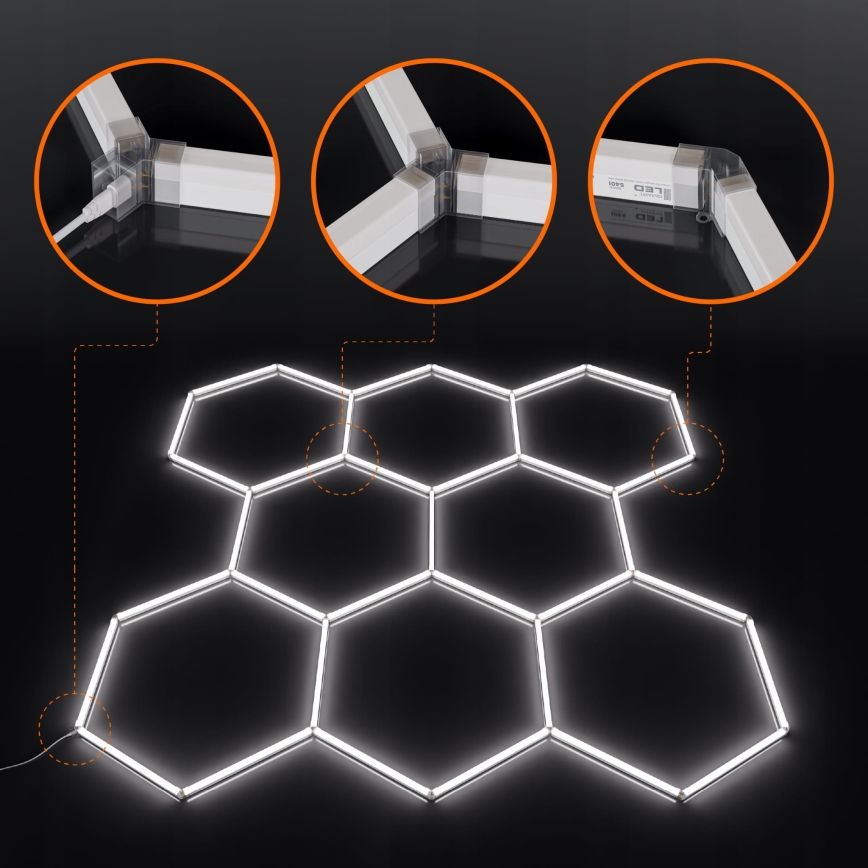 LED stropné svietidlo HEXAGON LED/280W/85-265V 6500K 313x298 cm CRI 90 IP54 biela