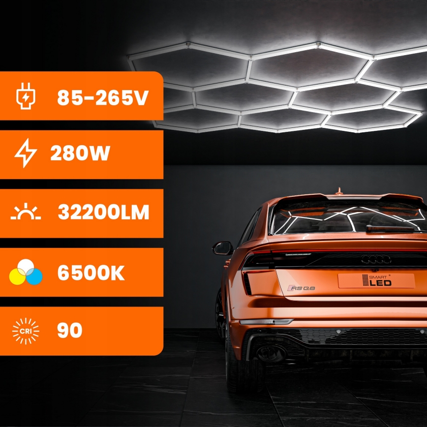 LED stropné svietidlo HEXAGON LED/350W/85-265V 6500K 313x298 cm CRI 90 IP44 biela